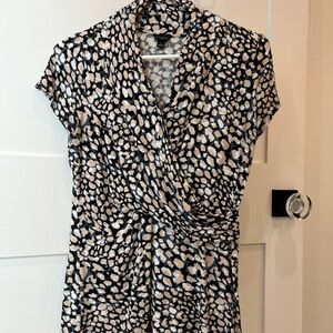 Blue/White/Tan Animal Print Ann Taylor Top